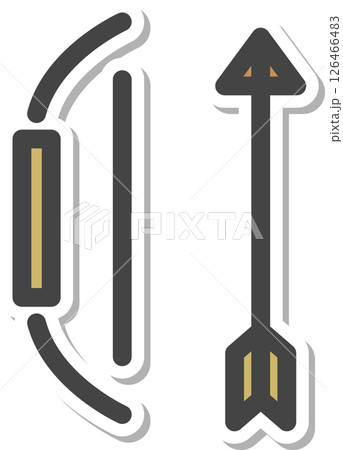 ステッカー風スポーツ関連の単品アイコン 弓矢 ステッカー風スポーツ関連の単品アイコン 弓矢 126466483