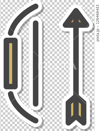 ステッカー風スポーツ関連の単品アイコン 弓矢 ステッカー風スポーツ関連の単品アイコン 弓矢 126466483