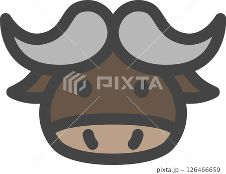 カラー動物の単品アイコン　バッファロー 126466659