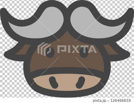 カラー動物の単品アイコン　バッファロー 126466659