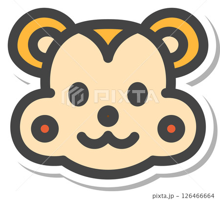 ステッカー風動物の単品アイコン ハムスター ステッカー風動物の単品アイコン ハムスター 126466664