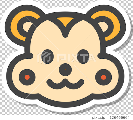 ステッカー風動物の単品アイコン ハムスター ステッカー風動物の単品アイコン ハムスター 126466664