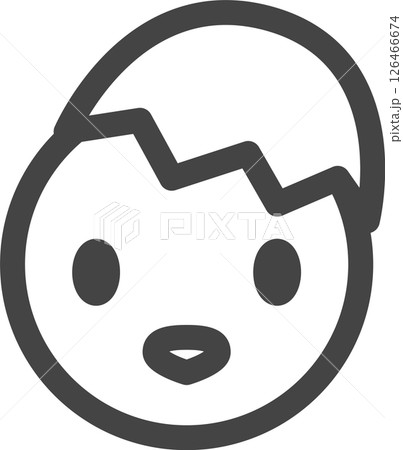 線画動物の単品アイコン ひよこ 線画動物の単品アイコン ひよこ 126466674