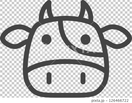 線画動物の単品アイコン 牛 線画動物の単品アイコン 牛 126466722