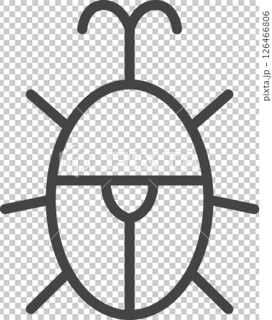 線画ミニ昆虫の単品アイコン　カブトムシ 126466806