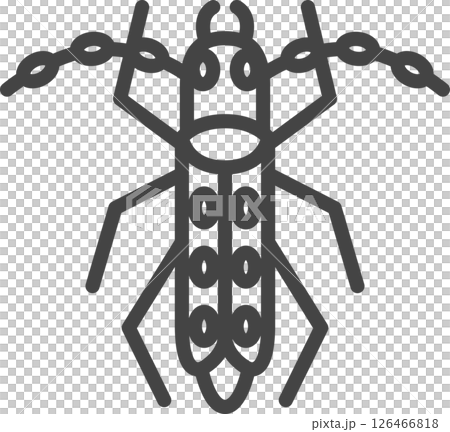 線画ミニ昆虫の単品アイコン　カミキリム 126466818