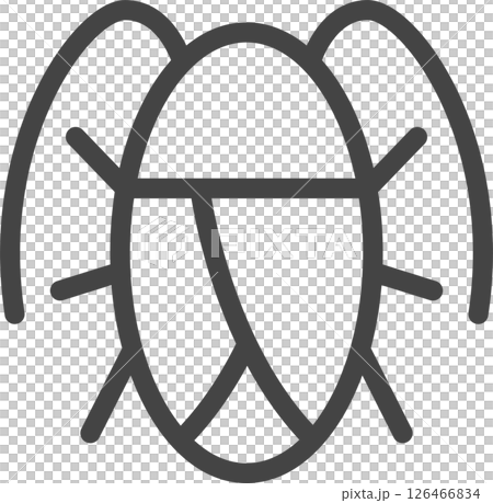 線画ミニ昆虫の単品アイコン　ゴキブリ 126466834