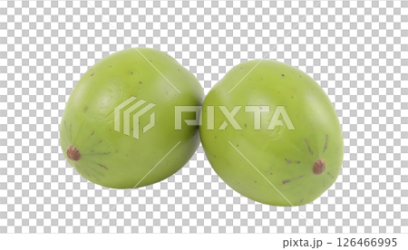 Fresh green coconuts on a transparent background, evoking a tropical summer beach vacation vibe 126466995