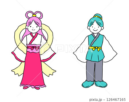 笑顔の織姫と彦星 126467165