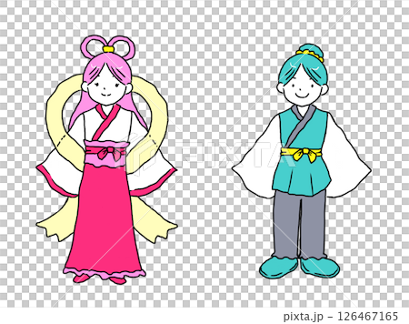笑顔の織姫と彦星 126467165