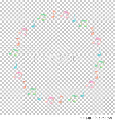 彩色音符音樂水彩畫可愛插畫框 126467296