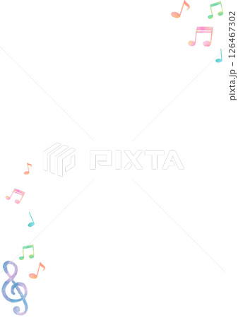 カラフル　音符　音楽　水彩　かわいい　イラスト　フレーム 126467302