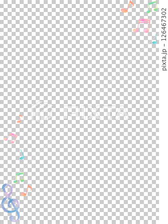 カラフル　音符　音楽　水彩　かわいい　イラスト　フレーム 126467302