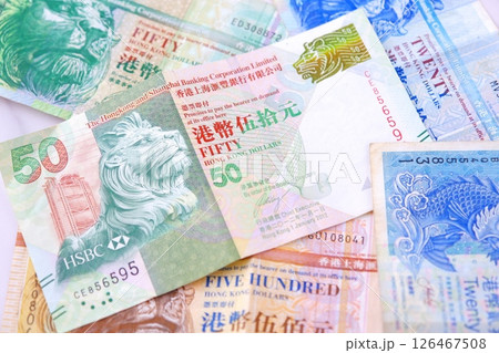 香港の通貨、香港ドル(HKD)の紙幣 香港の通貨、香港ドル(HKD)の紙幣 126467508