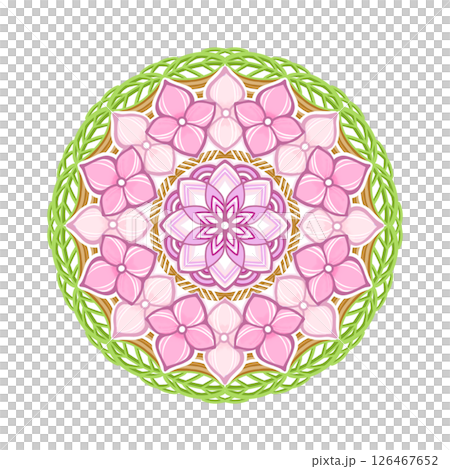 Pink hydrangea mandala pattern 1 126467652