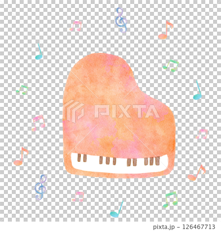 ピアノ　音楽　水彩　楽器　イラスト 126467713