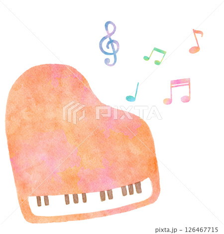 ピアノ　音楽　水彩　楽器　イラスト 126467715
