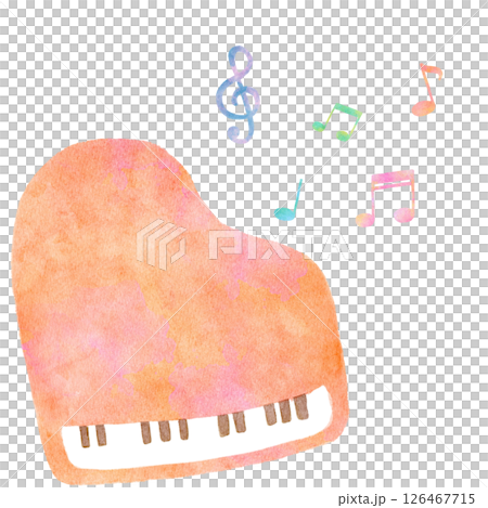 ピアノ　音楽　水彩　楽器　イラスト 126467715