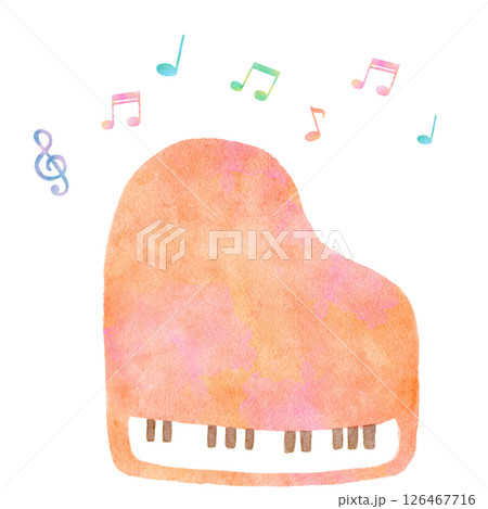 ピアノ 音楽 水彩 楽器 イラスト ピアノ 音楽 水彩 楽器 イラスト 126467716