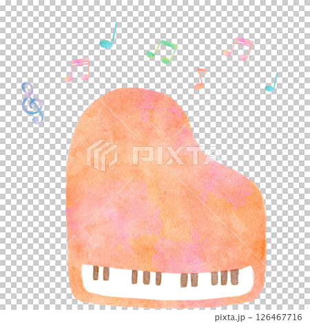 ピアノ 音楽 水彩 楽器 イラスト ピアノ 音楽 水彩 楽器 イラスト 126467716