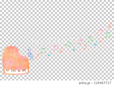 ピアノ　音楽　水彩　楽器　イラスト 126467717