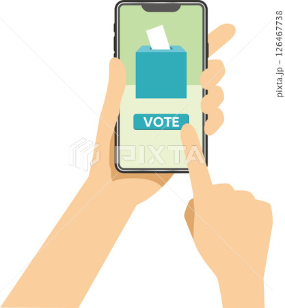 スマートフォンでオンライン投票をしているイメージイラスト スマートフォンでオンライン投票をしているイメージイラスト 126467738