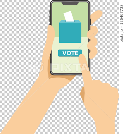 スマートフォンでオンライン投票をしているイメージイラスト スマートフォンでオンライン投票をしているイメージイラスト 126467738