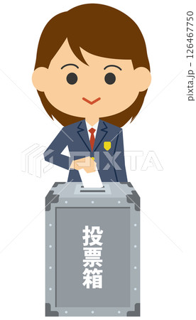 選挙の投票をする女子高校生のイメージイラスト 126467750