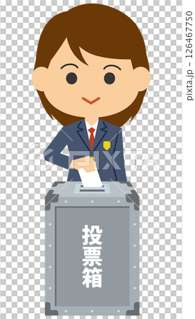 選挙の投票をする女子高校生のイメージイラスト 126467750