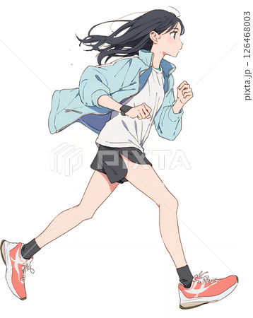 運動着で走る女子学生 運動着で走る女子学生 126468003