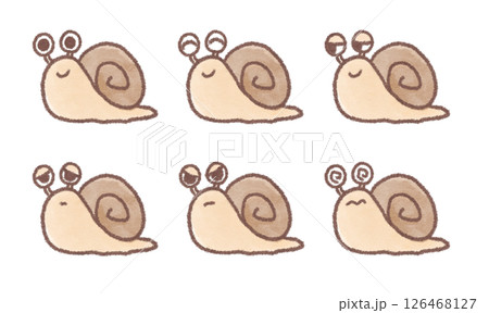 いろいろな表情のカタツムリのイラスト いろいろな表情のカタツムリのイラスト 126468127