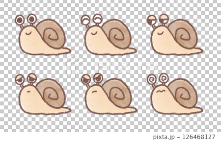 いろいろな表情のカタツムリのイラスト いろいろな表情のカタツムリのイラスト 126468127