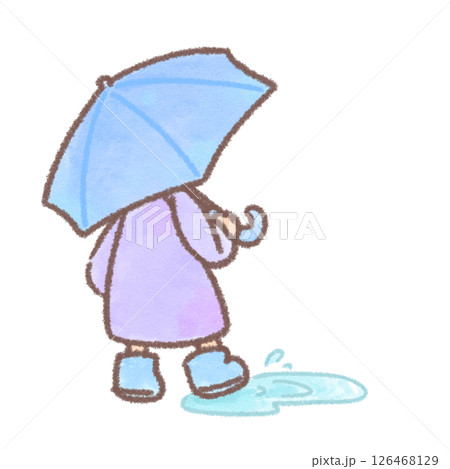 傘をさして後ろを向いている人のイラスト 傘をさして後ろを向いている人のイラスト 126468129