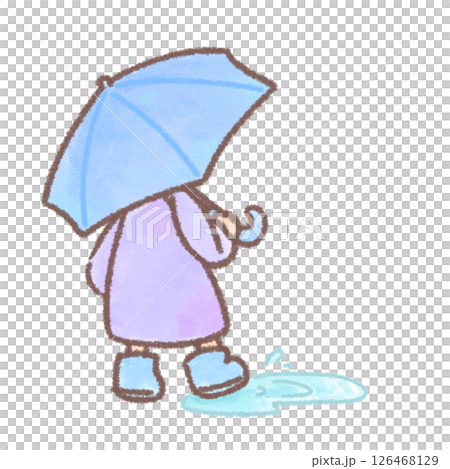 一個人撐著傘回頭看的插圖 一個人撐著傘回頭看的插圖 126468129
