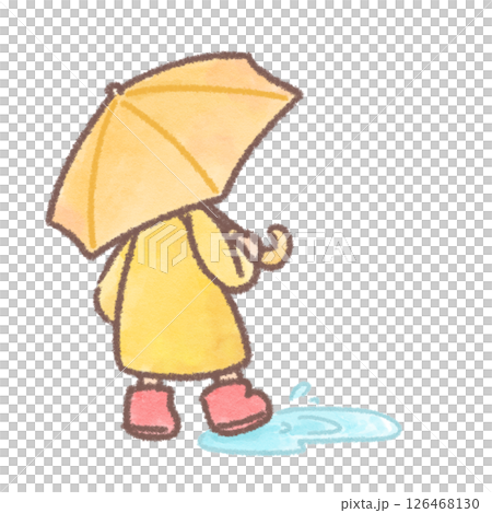 傘をさして後ろを向いている人のイラスト 126468130