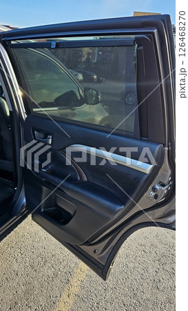 Car Interior Door Panel with Sunshade, Automotive Comfort and Style, Vehicle Detail Car Interior Door Panel with Sunshade, Automotive Comfort and Style, Vehicle Detail 126468270