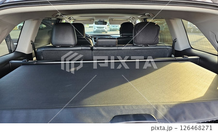 Car Interior View Spacious Trunk Area with Cargo Cover and Rear Seats for Travel Comfort Car Interior View Spacious Trunk Area with Cargo Cover and Rear Seats for Travel Comfort 126468271
