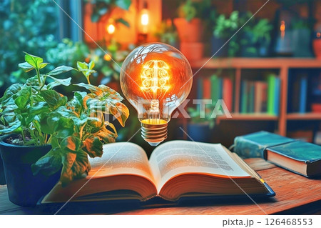 電球と植物のあるインテイリア 126468553