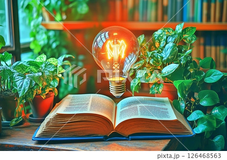 電球と植物のあるインテイリア 126468563
