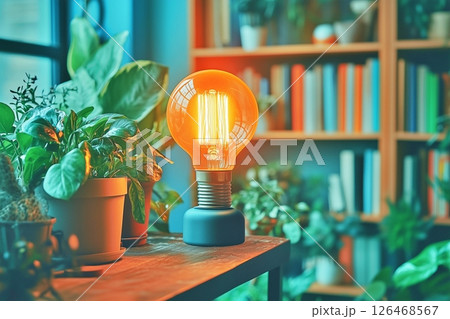 電球と植物のあるインテイリア 126468567