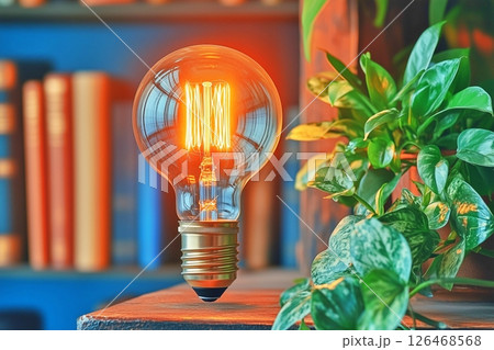 電球と植物のあるインテイリア 126468568