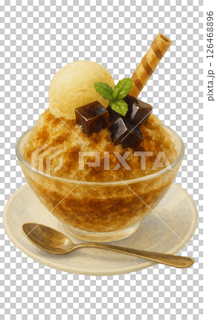 水彩で描く喫茶店のコーヒーかき氷 水彩で描く喫茶店のコーヒーかき氷 126468896