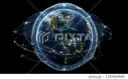 次世代ミサイル防衛システム　ゴールデンドームのイメージ　 126469466