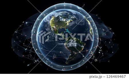 次世代ミサイル防衛システム　ゴールデンドームのイメージ　 126469467