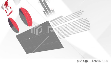 Image of data processing and diagrams on white background 126469900