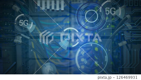 Image of 5g text and digital data processing over computer servers 126469931