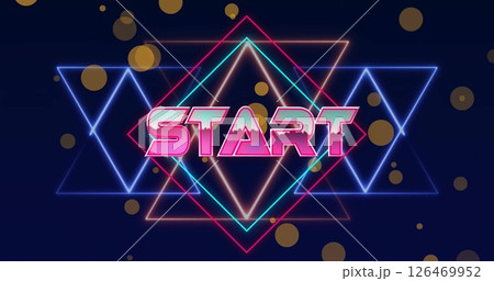 Image of start text over neon pattern background 126469952