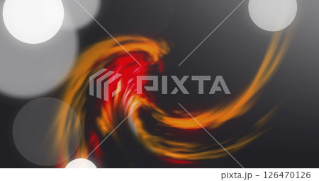 Image of glowing light spots and light trials moving over black background 126470126