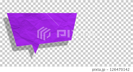 Purple speech bubble crumpled paper isolated on transparent background Purple speech bubble crumpled paper isolated on transparent background 126470142