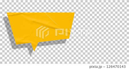 Yellow speech bubble crumpled paper isolated on transparent background Yellow speech bubble crumpled paper isolated on transparent background 126470143